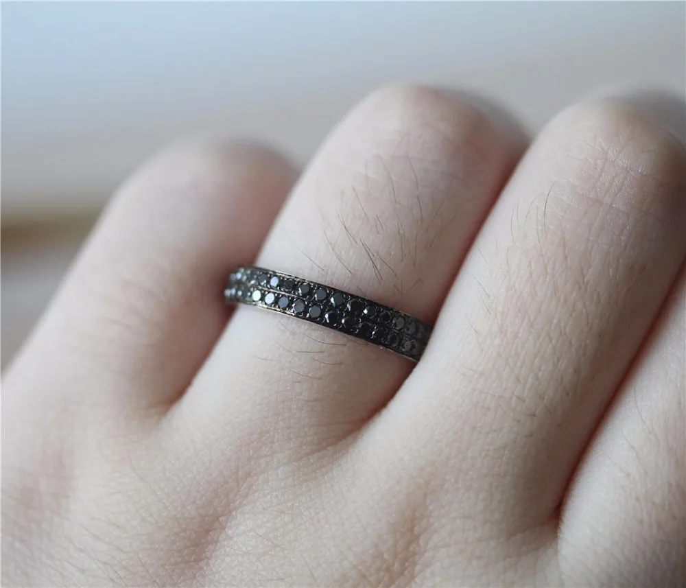 14K белый золотистый и черный Муассанит кольцо Обручение Свадебная вечеринка для Для женщин