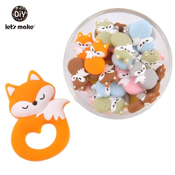 

Let'S Make Silicone Teether Fox 10Pc Baby Tiny Rod Silicone Nursing Necklace Diy Beads Pacifier Chain Baby Teether Toys