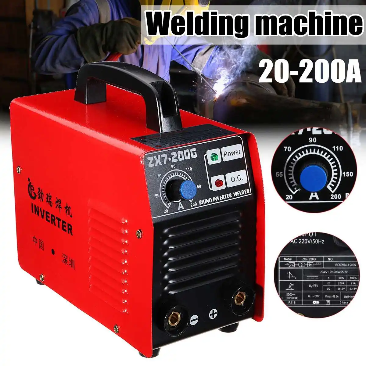 

200AMP Welding Inverter Machine Portable MMA/ARC Safety W elder ZX7-200G IGBT DC for Welding Working and Electric Working