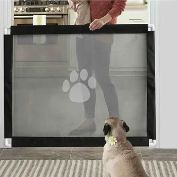 

New Magic Gate Pet Dog Fence Gate Safety Dog Gate Folding Portable Guard Net Fence for Dogs Cats Pets Fits Space Within 39IN