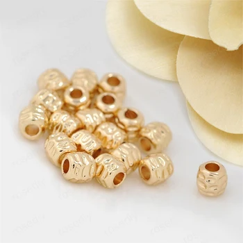 

10PCS 5x5MM 24K Gold Color Plated Brass Barrel Spacer Beads Bracelet Beads High Quality Diy Jewelry Accessories