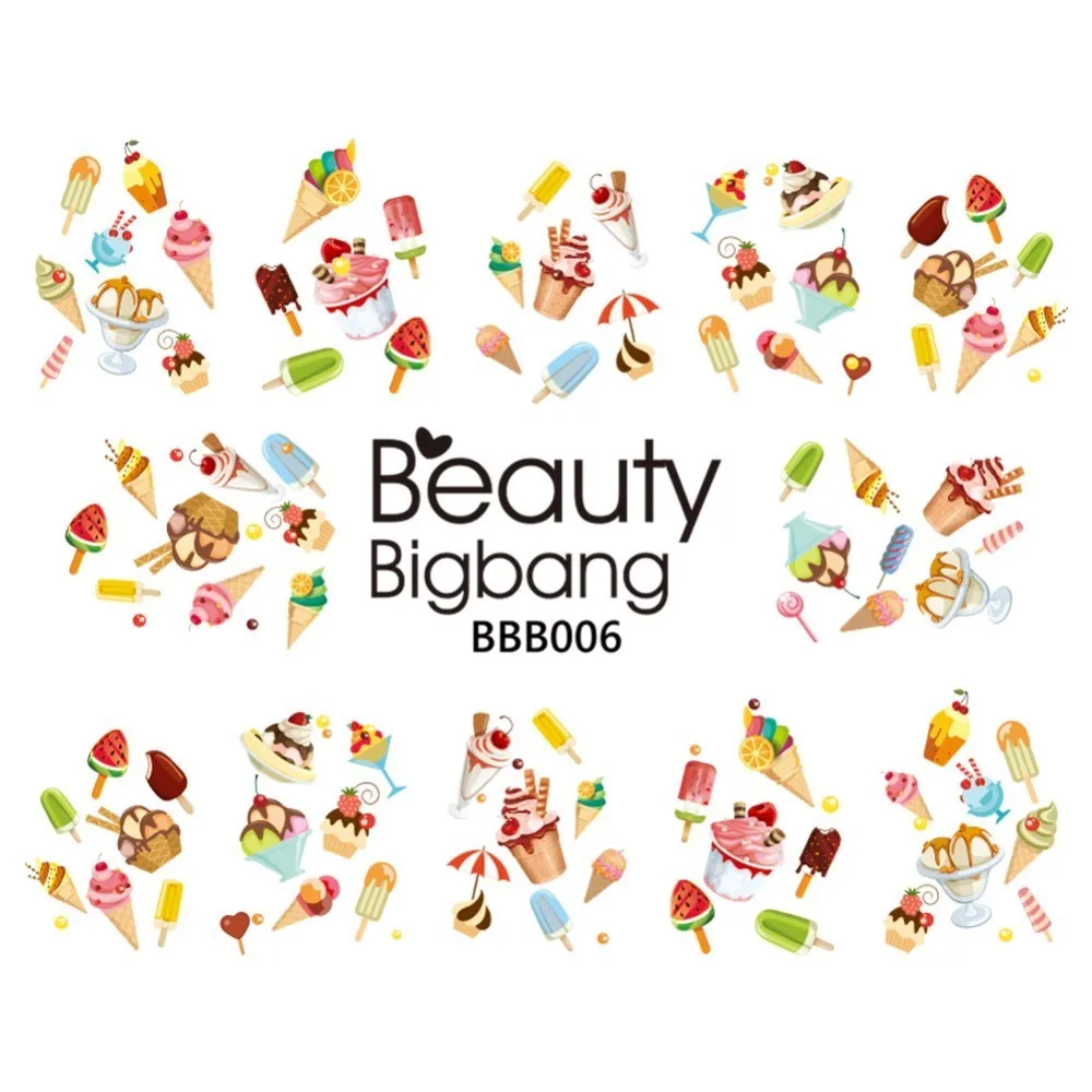 BeautyBigBang, 2 листа, водные наклейки для ногтей, дизайн, тропический фламинго, лист ананаса, украшение для ногтей, наклейки, водные кончики - Цвет: 6