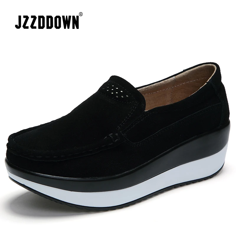 Женские кроссовки на платформе JZZDDOWN Натуральная Воловья кожа замша высокий