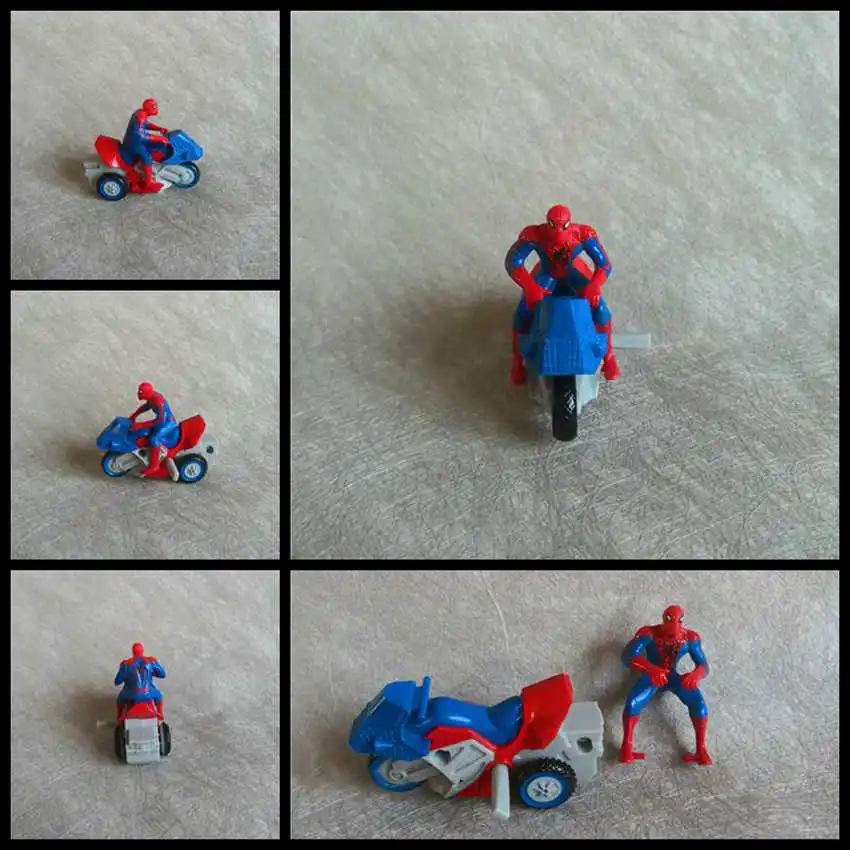 

New Spider Man Ride Motorcycle PVC Mini Action Toy Figure Collectible Model Toys Doll for Fans Children Birthday Gifts Wholesale