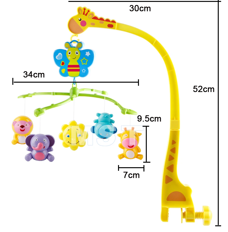 Детские игрушки 0-12 месяцев 4 в 1 музыкальная кроватка Мобильная кровать колокольчик животное кролик погремушка вращающийся кронштейн держатель жираф заводная Музыкальная шкатулка
