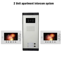 2 Apartamento de 7 pulgadas LCD Video de La Puerta Sistema de Intercomunicación Teléfono 1 Cámara 2 Monitor de Sistema de Intercomunicación Para Los Apartamentos Portero Automático Intercom