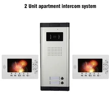 2 Units Apartment Video Intercom System 7 inch LCD Mointor Video Door Phone Doorbell System 1 Camera 2 Monitor