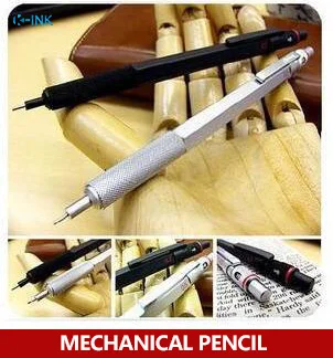 

1pcs / lot ,0.5mm metal mechanical pencil , black / silver premium quality metal mechanical pencil for drawing