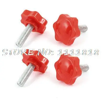 

32mm Hex Head Dia 8mm Male Thread Screw On Type Clamping Knob 4 Pcs