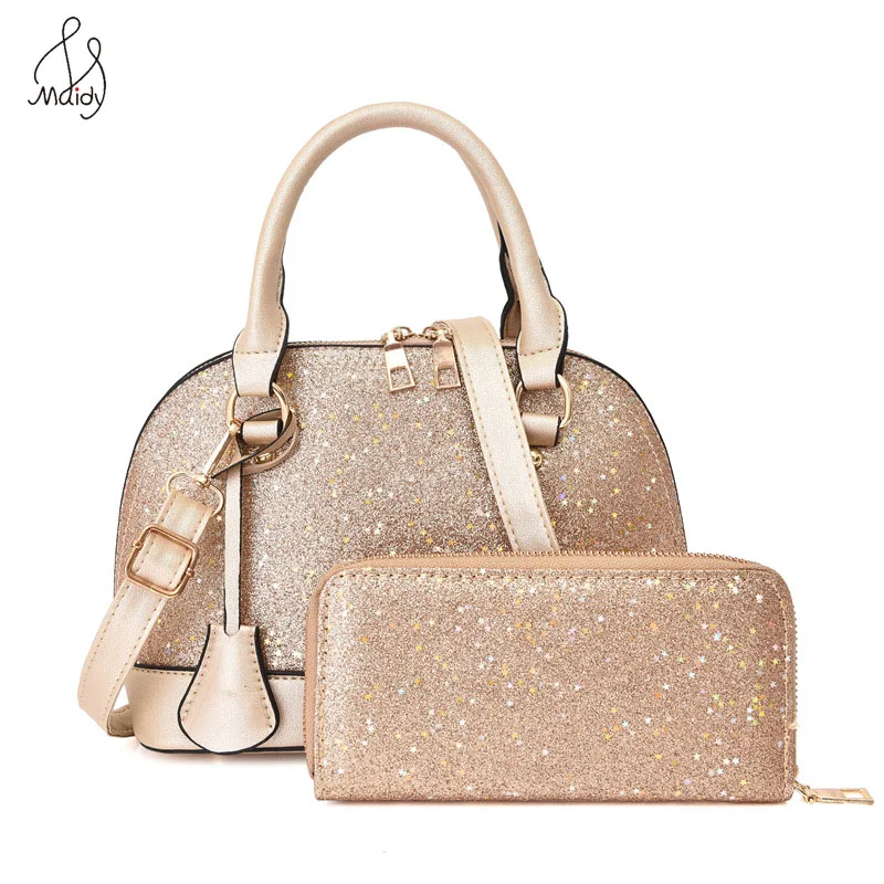 

Women 2pcs set Diamonds Handbag Artificial PU Leather Tote Bag Female Shoulder Messenger Crossbody Bags Ladies Top-handle Purse