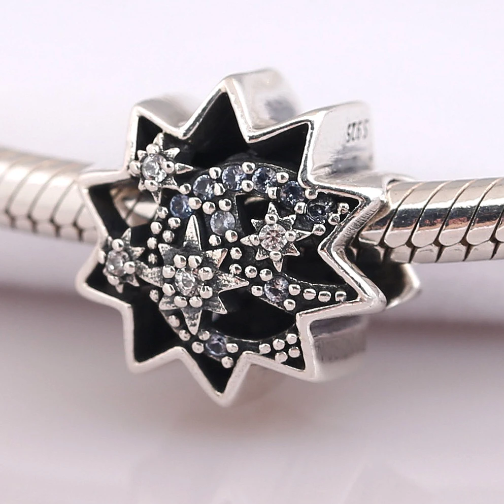 

When You Wish Upon A Star Charm Light Blue Enamels & Crystals Fit Original Pandora Charm Bracelet 925 Silver Bead Charm Jewelry