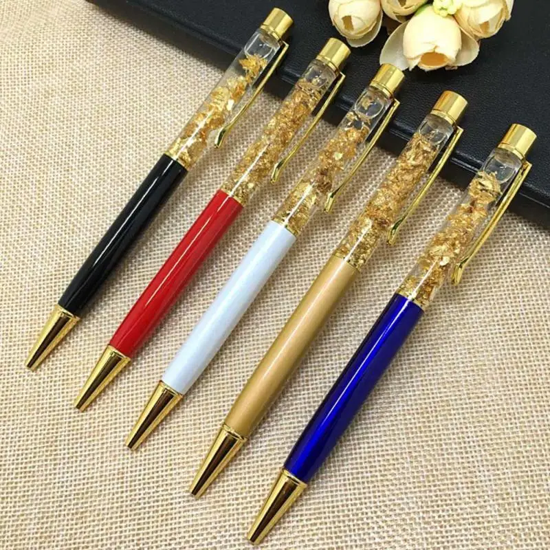 

1 Pcs 24 karat Gold Foil Gift Pens Metal Crystal Pen Ballpoint Pen With Gold Foil Many Colors Available Gold Foil Pens #1012