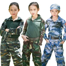 Для девочек летний отдых армии боевой подготовки рубашка Штаны форма Комплекты Женские Спорт на открытом воздухе Камуфляж Топы+ брюки