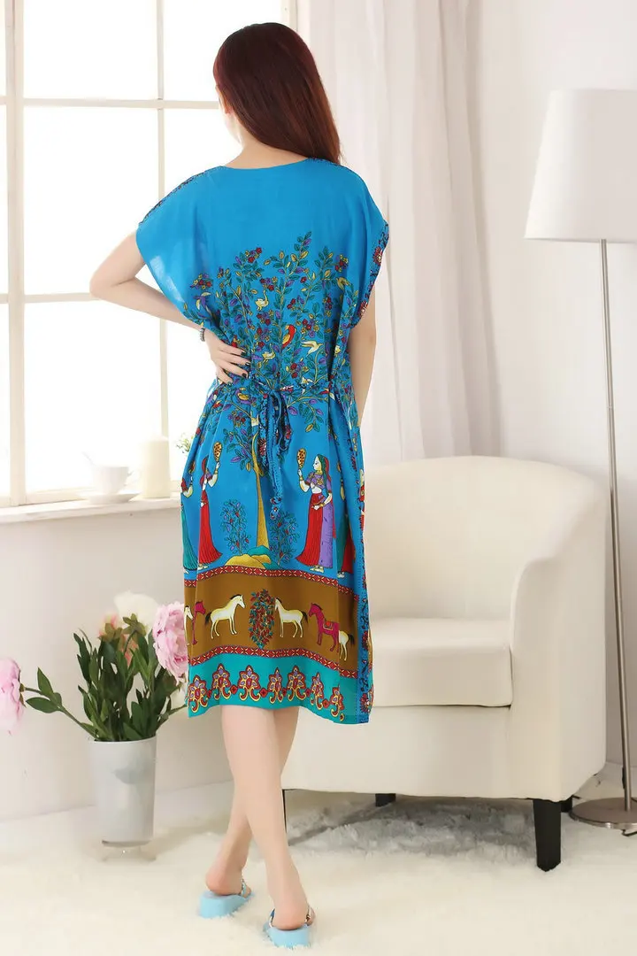 Сексуальный китайский женский халат, 5 цветов, хлопок, искусственный шелк, ночная рубашка, денежная корова, Длинные пижамы, дерево, цветок, халат, костюм, красный/синий