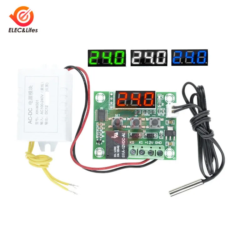 

W1209 thermostat Temperature controller instrument Power Supply AC 110-220V Red LED display Thermometer with NTC sensor probe