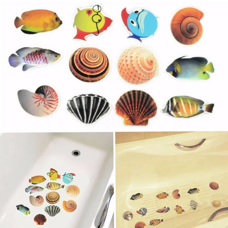 

6pcs/lot Bathtub Anti-slip Fish Stickers Kid Shower Safety Stickers Cute Cartoon Wall Stickers Bathroom Decoration