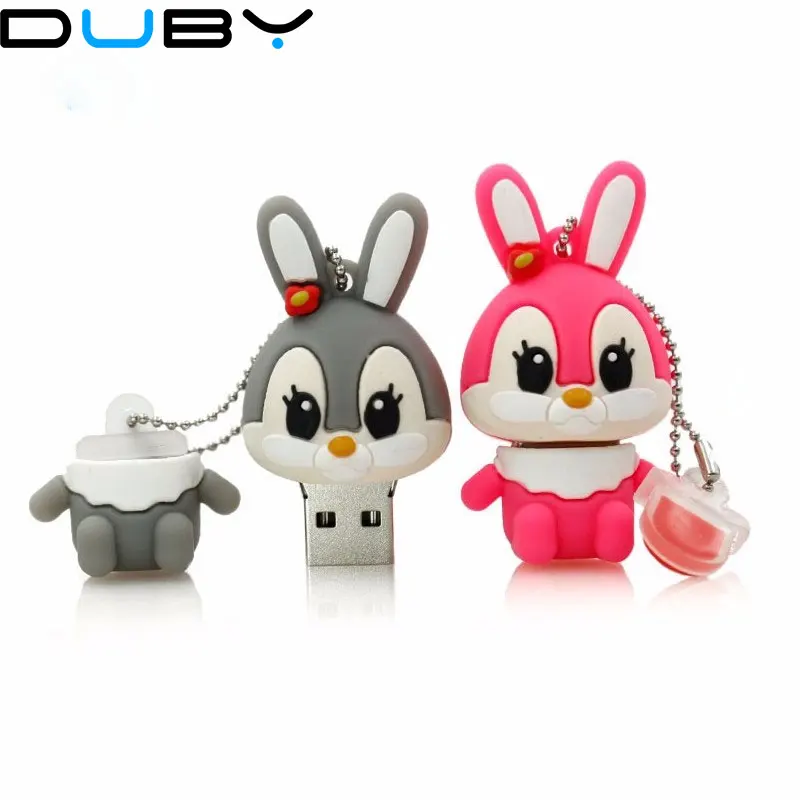 Cartoon animals usb flash drive pink rabbit memory stick gray pen 4GB 8GB 16GGB 32GB 64GB pendrives u disk gift | Компьютеры и офис