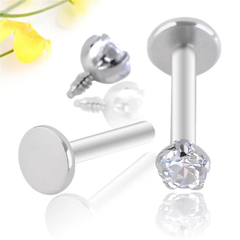 

JOVIVI Hot 2pcs 16Ga 316L Stainless Steel Cubic Zirconia Crystals Labret Lip Tongue Piercing Piercing Tongue Rings Body Jewelry