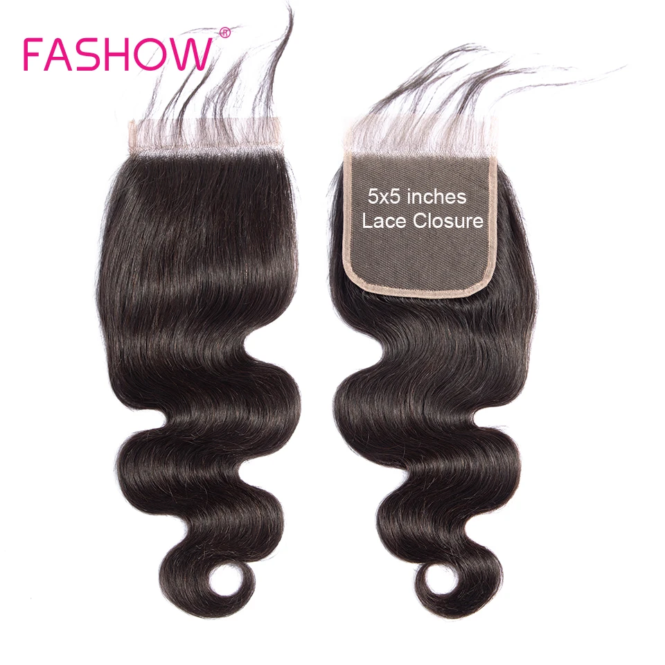 

Fashow 5*5 Lace Closure Brazilian Body Wave Hand Tied 5x5 Closure With Baby Hair 8" 10" 12" 14" 16" 20" Remy Hair