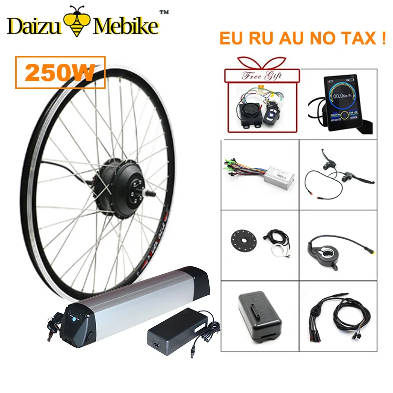Ebike Conversion Motor Wheel Kit 36V 250W Electric Bicycle Hub Kit With Battery