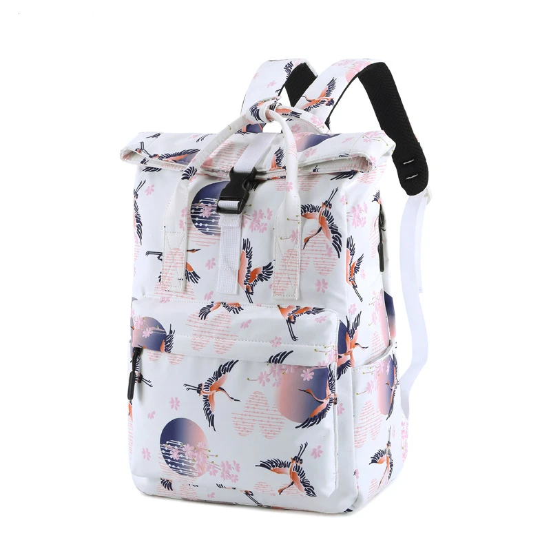 Животное печать водонепроницаемый рюкзак женская школьная сумка для девочек-подростков - Цвет: Бежевый