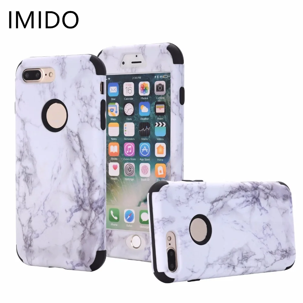Luxury 3 in 1 Hard Marble PC+ Silicone phone Case for iPhone 5/5S/SE/6/6S/7/8 6/7/8Plus Full pretection Anti-Knock |