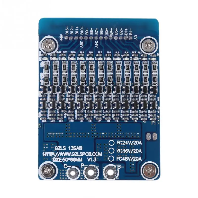 

1 PC Li-ion Cell 18650 Battery Protection BMS PCB Board Battery Protection Board 13S 48V 20A With Balance Function