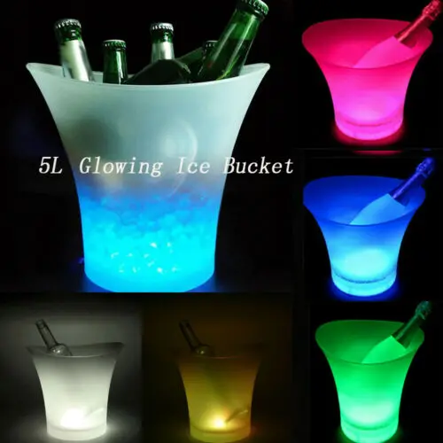 

Multi-Color LED Champagne Wine Drink Cooler Light Up 5L Glowing Ice Bucket Bar