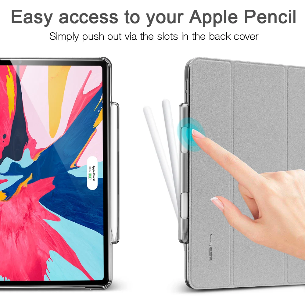 Чехол ESR для iPad Pro 11, Ультратонкий чехол из искусственной кожи, прозрачная задняя крышка из поликарбоната с отделением для карандашей, чехол для зарядки