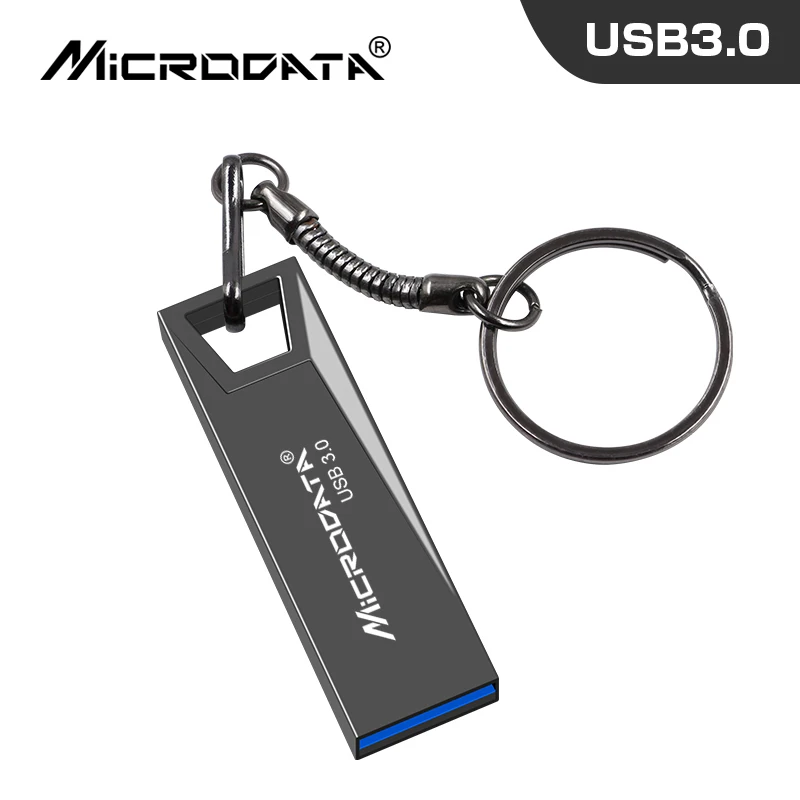 USB 3.0 Flash Drive Metal mini Pendrive 16GB 32GB 64GB 128GB USB Stick cle usb Personalized Logo Pen Drive Key Ring USB Flash - Цвет: Черный
