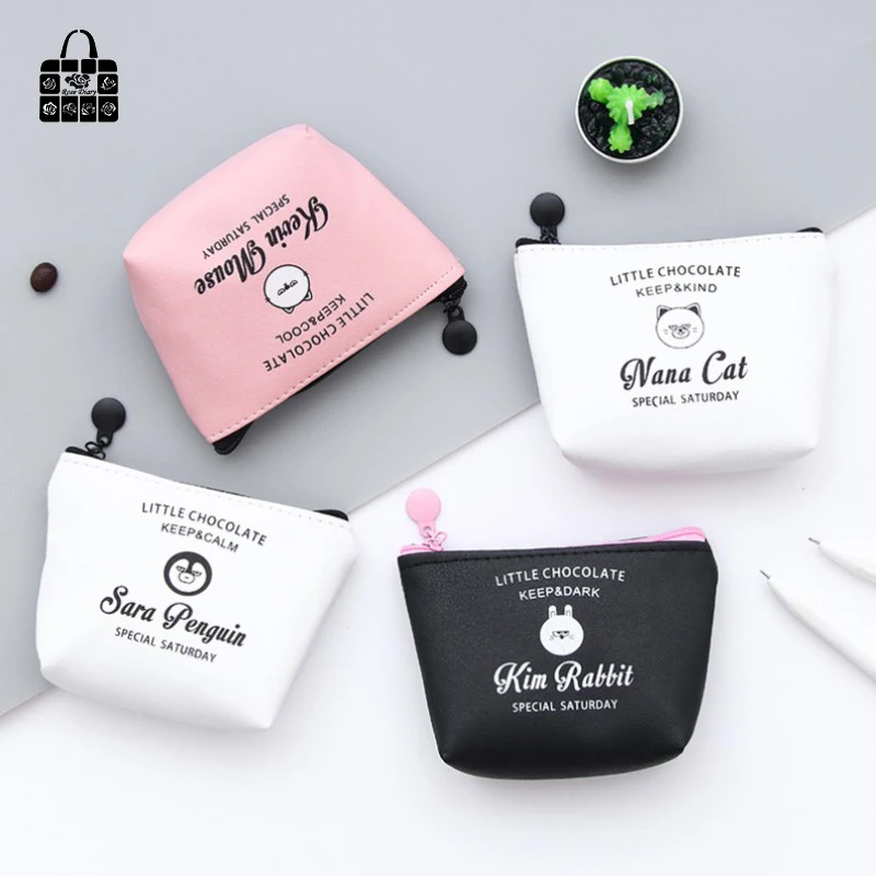 1 pcs Rose Diary New cute Cat pu leather coin purses zipper zero font b wallet