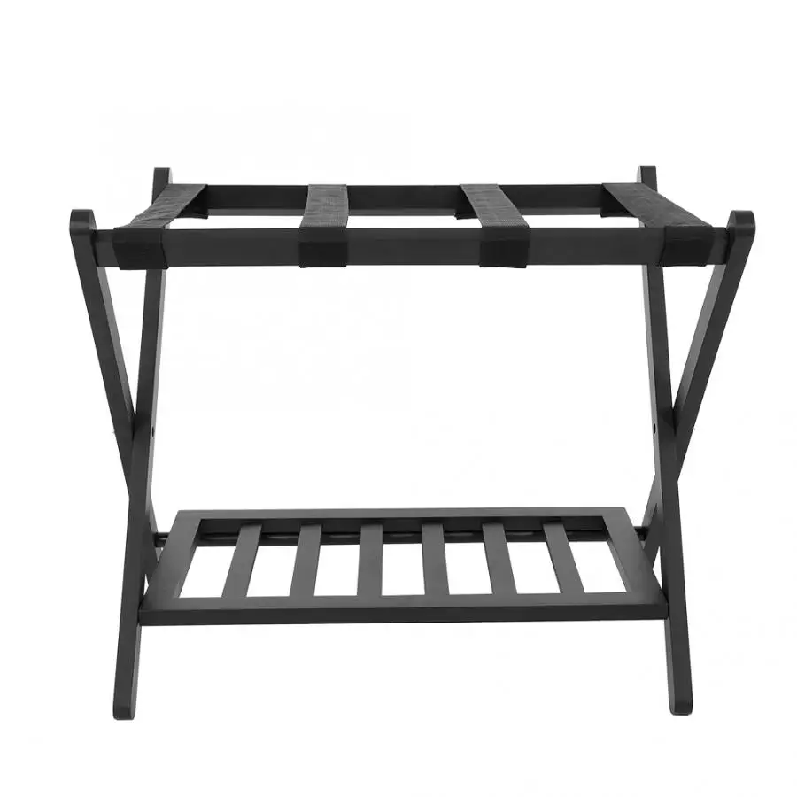 

Luggage Rack Wooden Double Tiers Folding Luggage Suitcase Shoes Rack Holder Organizer Home Hotel Luggage Rack