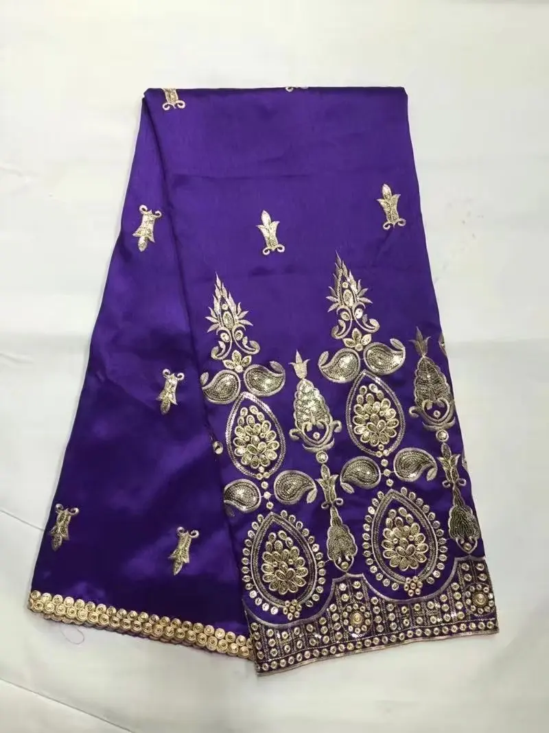 

Purple 2017 New Arrival African George Lace Fabric Silk George Lace With Sequin Fabric Nigerian Lace Fabrics 5yards/set