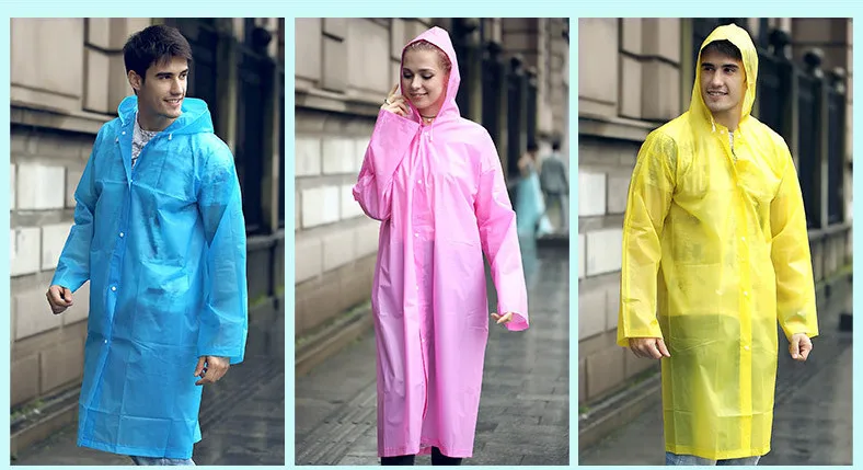 7.Fashion Adult Women Raincoat Rain jacket Outdoor Travel Eva Transparent Rain Gear Poncho Coat Waterproof Long Rainwear