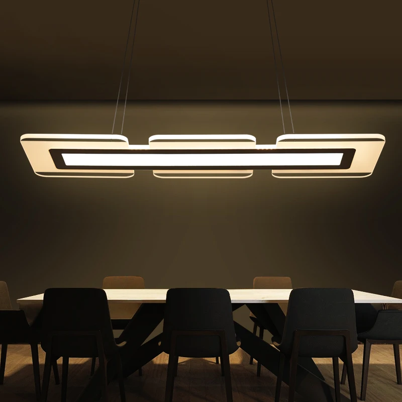 Современный минимализм офис подвесной светильник led столовой висит Освещение дома LED приостановить лампы Внутреннее освещение светильники