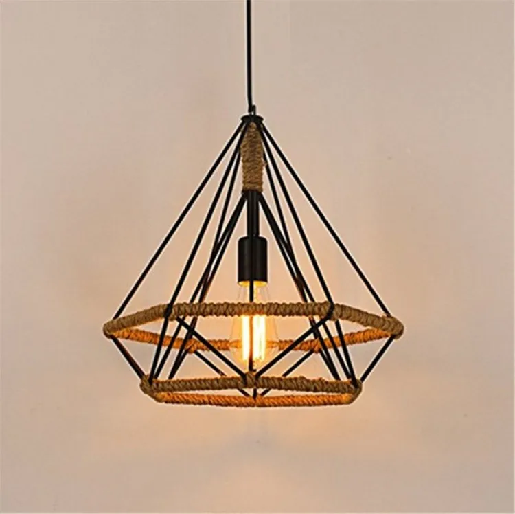 Art Deco Kooi Lamp Vintage Olie Gewreven Brons Polygon Draad Hanglamp _ - AliExpress