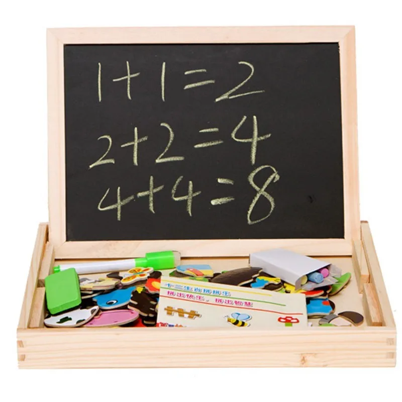 Multifunctional Educational Farm Jungle Animal Wooden Magnetic Puzzle Toys for Children Kids Jigsaw Baby's Drawing Easel Board (14)