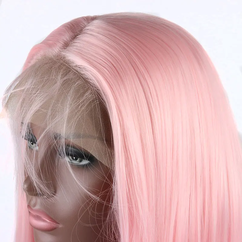 Bombshell Белый Розовый Короткие Боб прямой синтетические Синтетические волосы на кружеве парики Glueless жаропрочных волокна Детские волосы средней части для Для женщин