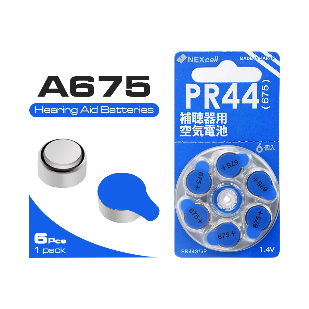 

6PCS/LOT( 1 PACK) NEW Zinc Air 1.4V Zinc Air Hearing Aid Batteries 675A A675 675 PR44 ZA675 Free Shipping! Hearing Aid Battery