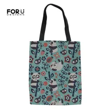 FORUDESIGNS/Детская панда с бамбуковым узором для девочек; повседневные сумки-тоут для студентов; сумка для книг; складная эко-сумки; сумка для покупок; светильник