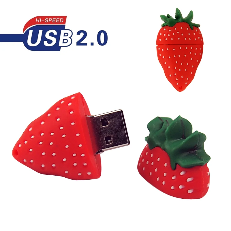 

Fashion Cute Strawberry USB Flash Drive Pen Drive 32GB 64GB Pendrive flashdrive usb 2.0 Memory Disk 128mb U Disk Flash Card