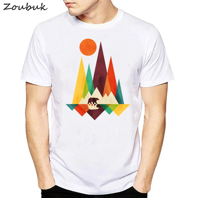 Hot sale Mountain Bear t shirt men fractal geometric