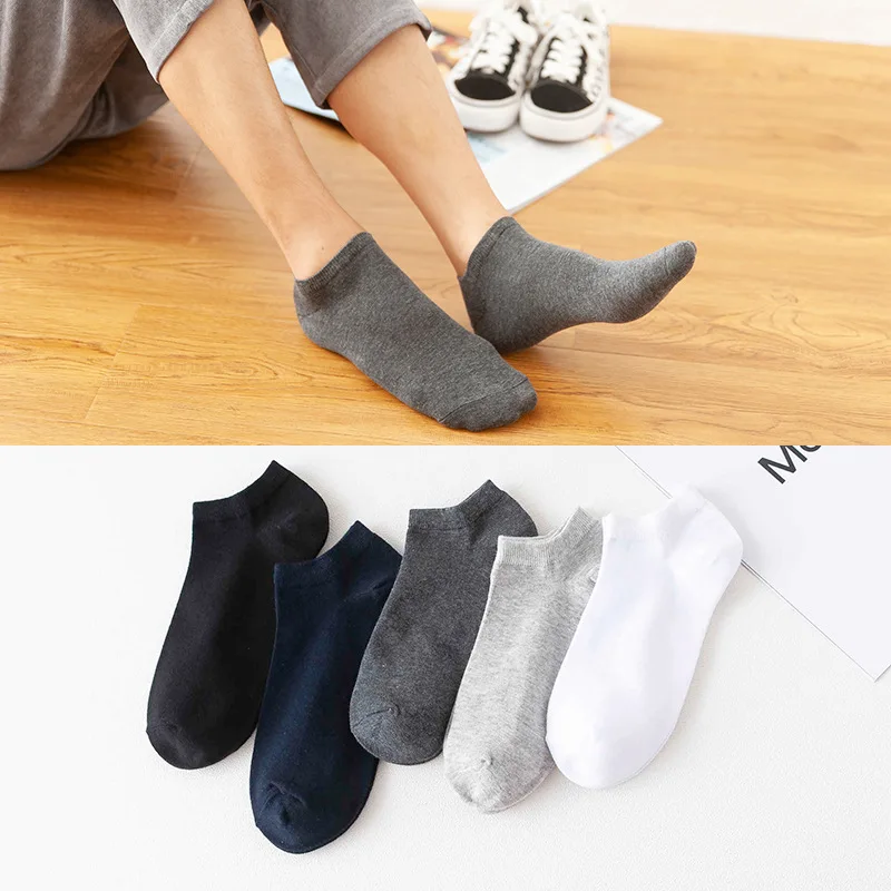 5Pairs/lot Spring Summer Men Cotton Ankle Socks For Men's Business Casual Solid Color Short Male Sock Slippers Meias | Мужская