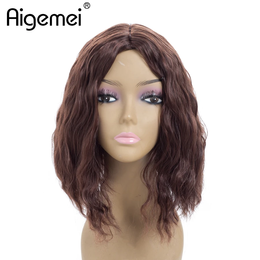 

Aigemei Short Natural Wave Synthetic Wigs For Women #2 Light Brown Color Bob Wig Synthetic Heat Resistant 14"