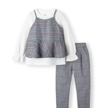 Balabala/детская одежда осенние комплекты для маленьких девочек г. комплект детской одежды из трех предметов, клетчатые штаны футболка с длинными рукавами