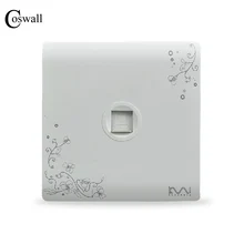 COSWALL мода стены RJ45 данных Интернет Outlet компьютерная розетка слоновая кость краткое искусства цветочным узором AC 110~ 250 V
