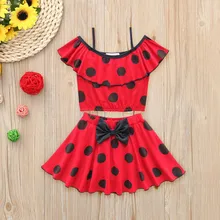 Детский купальный костюм одежда для малышей Одежда для купания для девочек, в горошек, с бантом, купальник бикини для ванной пляжные манжеты для девочек пляжный костюм T7