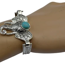 Idealway Винтаж Богемия тибетский серебряный Сова Слон Moon Форма зеленый камень Браслеты pulseiras Модные украшения