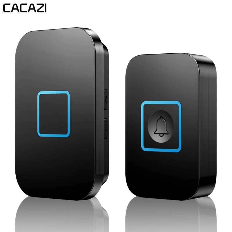

CACAZI Intelligent Wireless Doorbell Waterproof LED Light 1 Button 1 2 Receiver US EU UK Plug 300M Remote Home Calling Bell
