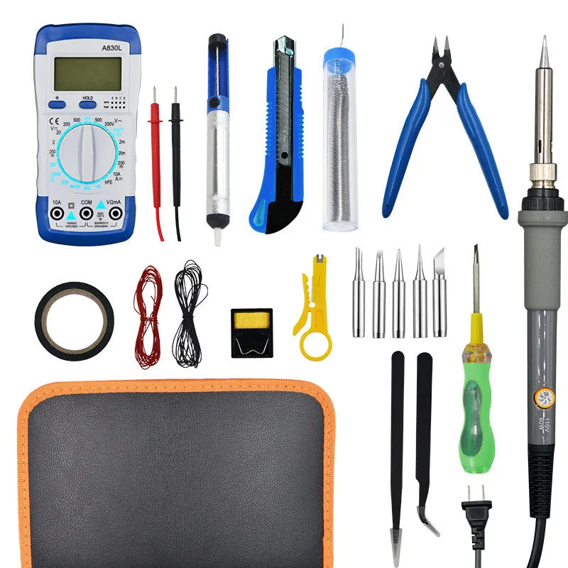 

21 Pcs/Set Digital Multimeter Tools Box with Adjustable Temperature Electric Soldering Iron SKD88